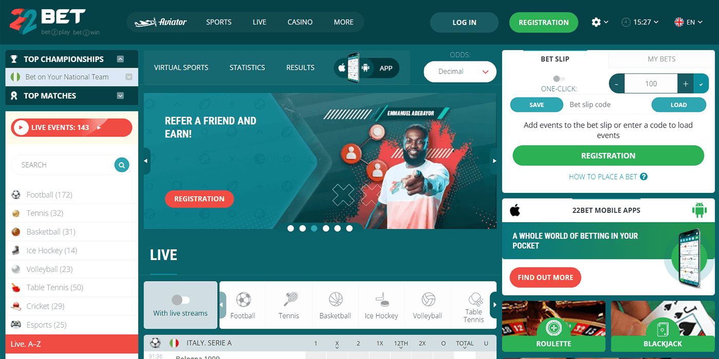 22Bet Zambia Site