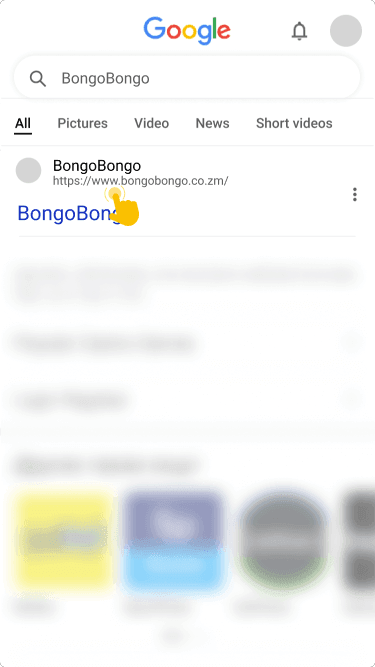 Open the official BongoBongo website on your mobile device