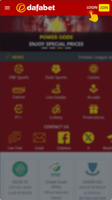 Locate the Login button at the top of the screen