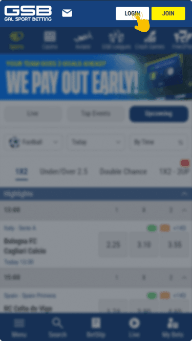 Tap the Login button