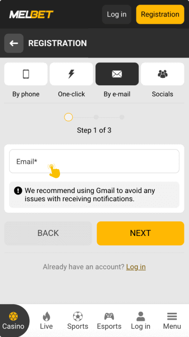 Create a new account and verify it