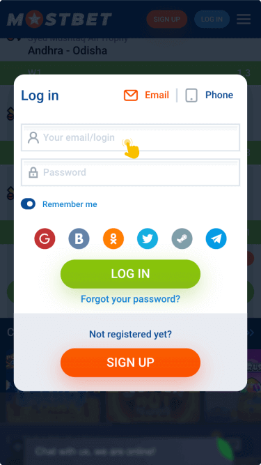 Complete the login process