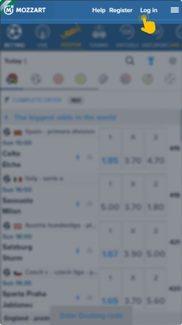 Tap the login button
