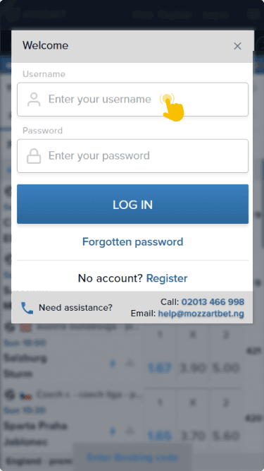 Enter your details and log in