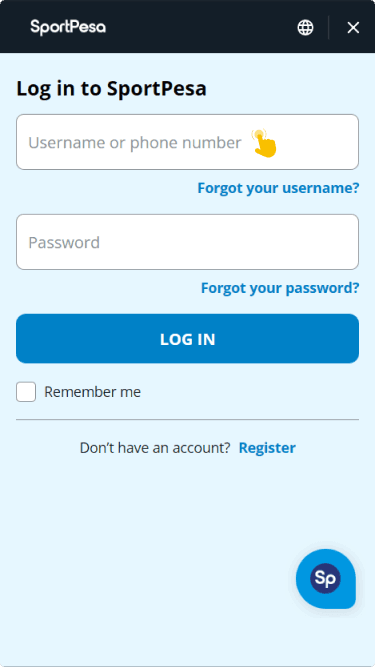 Tap the Login button