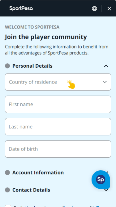 Create a new account by tapping the Register button