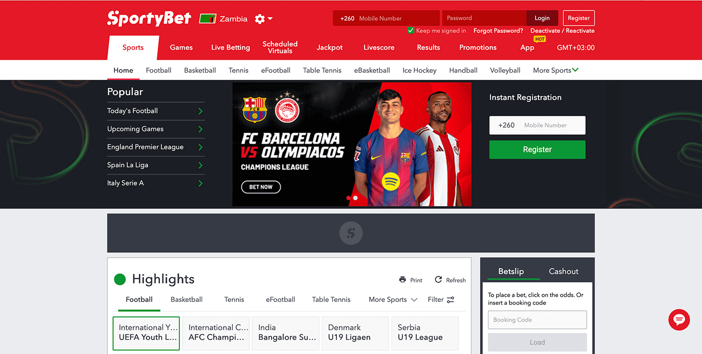 SportyBet Zambia Site
