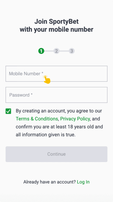 Create a new account and verify it