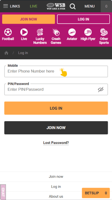 Input your registered phone number and password 