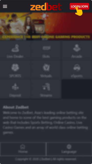 Tap the Login button