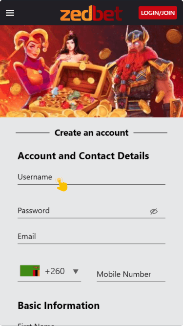 Fill in the registration form
